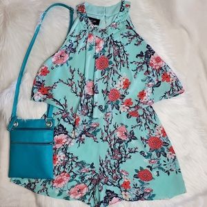 i.n girl aqua teal girls romper